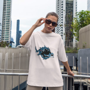 T-shirt Poisson monstre mangeant du requin