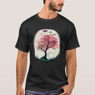 T-shirt Poisson nageant avec le corail en fleurs de cerisi