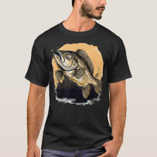 T-shirt Poisson noir style rétro