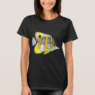 T-shirt Poisson-papillon à bande de cuivre noir dessin alt