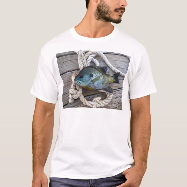 T-shirt Poisson rouge sur quai et corde (Devant)