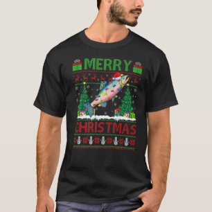 T-shirt Poisson saumon Xmas Arbre laide Père Noël Saumon N