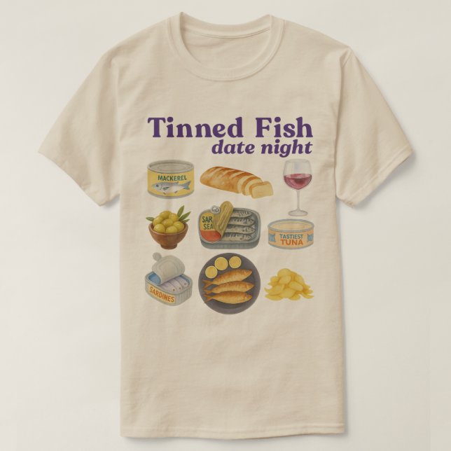 T-shirt Poisson Tinned Date Night Baby, Poisson Tinned, Sa (Design devant)