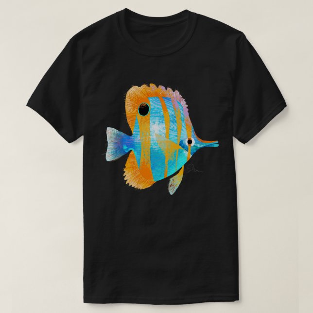 T-shirt Poisson tropical bleu et orange (Design devant)