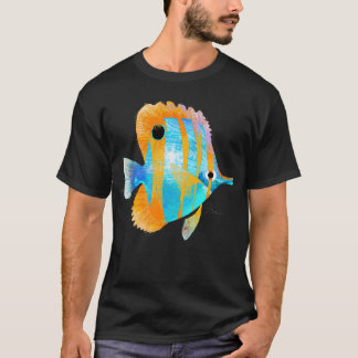 T-shirt Poisson tropical bleu et orange
