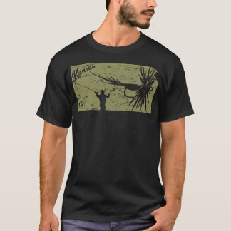 T-shirt Poisson vintage Kansas State Map KS Pêche à la mou