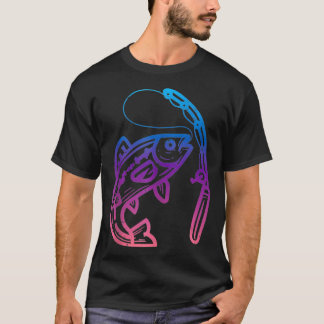 T-shirt Poissons Dans La Bande De Pêche Retro Basse Pêcheu