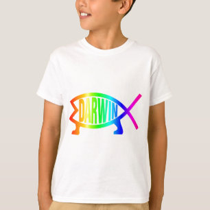 T-shirt Poissons de Darwin d'arc-en-ciel