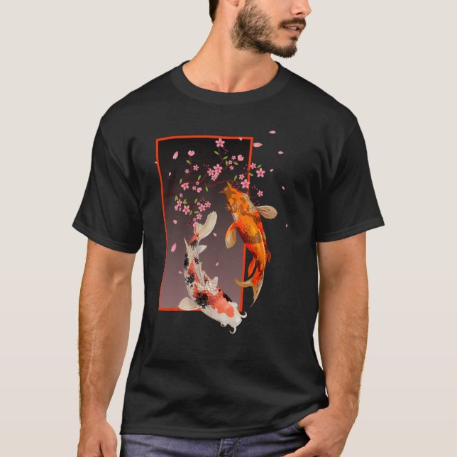 T-shirt Poissons et fleurs japonais Koi (Devant)