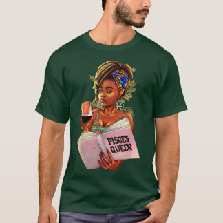 T-shirt Poissons Queen Afro Locs Girl Zodiac Signes Annive