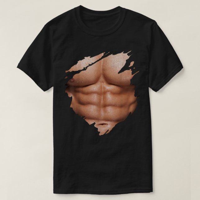 T-shirt Poitrine Si Pack Abs Muscles Bodybuilder (Design devant)