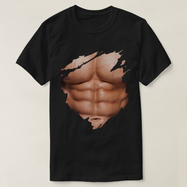T-shirt Poitrine Six Pack Muscles Abs Bodybuilder (Design devant)