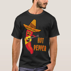 T-shirt Poivre chaud drôle Guitare jouant Mariachi Jalapen