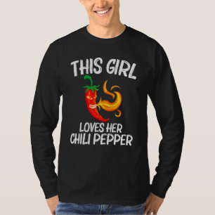 T-shirt Poivre Chili Drôle Pour Filles Enfants Rouge Épicé