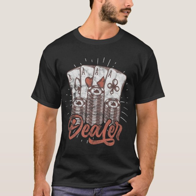 T-shirt Poker Dealer Casino Dealer Chips de Poker déçus (Devant)