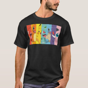 T-shirt Pokmon Group Shot Potrait Portrait arc-en-ciel
