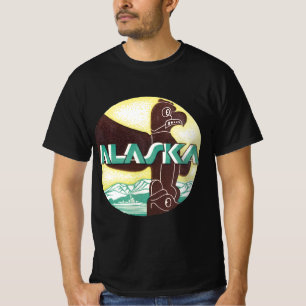 T-shirt Pôle Totemique de Voyage Vintage d'Alaska Aigle Oi