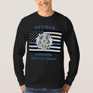 T-shirt Police À La Retraite Ligne Bleue Mince Sur Et Sor