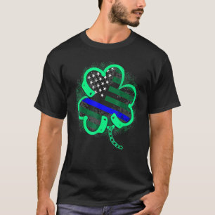 T-shirt Police Coupe Shamrock feuille Clover Funny St Part