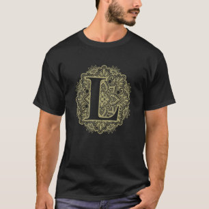 T-shirt Police de caractères monogramme initiale florale l