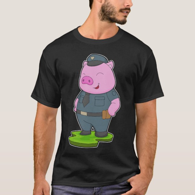 T-shirt Police de cochon (Devant)