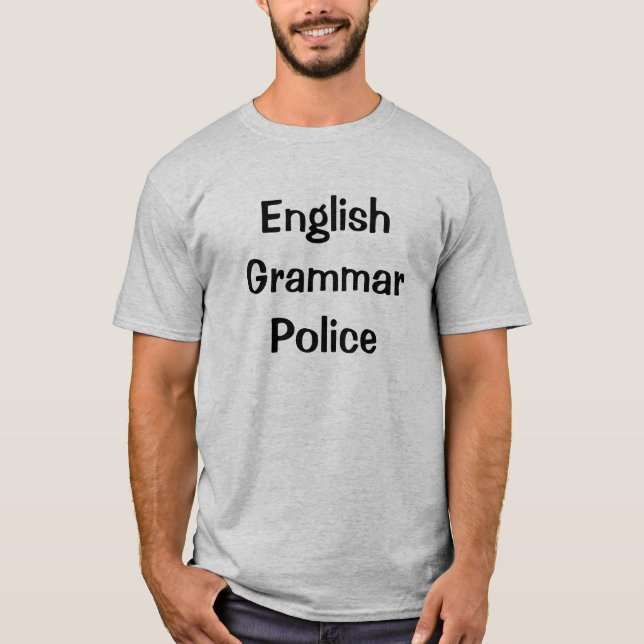 T-shirt Police de grammaire anglaise (Devant)