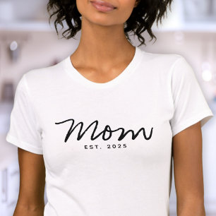 T-shirt Police d'écriture Maman établie noire