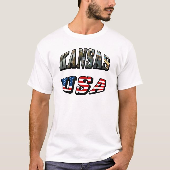 T-shirt Police du drapeau Kansas Picture et USA (Devant)