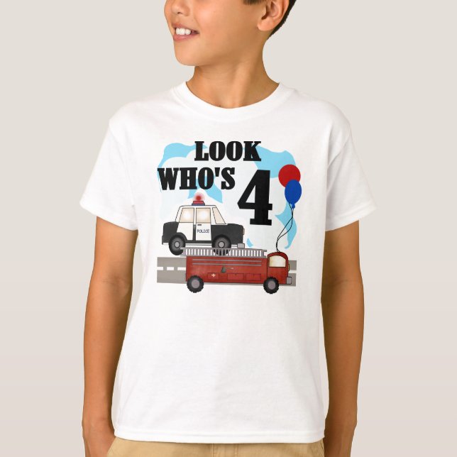 T-shirt Police et anniversaire du feu 4ème (Devant)