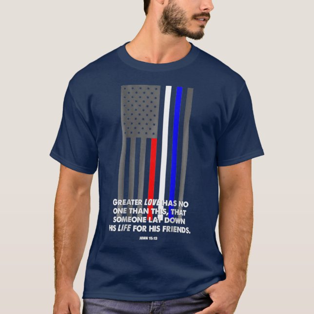 T-shirt Police Fire EMS Première réponse de la Bible Verse (Devant)