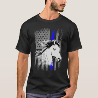 T-shirt Police Horse Mounted Patrol American Flag