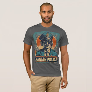 T-shirt Police Karma - Witty Retro Art Radiohead