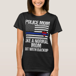 T-shirt Police Maman Ligne bleue Drapeau Coeur