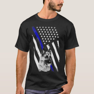 T-shirt Police mince Ligne bleue Drapeau K 9 Unité Chien A