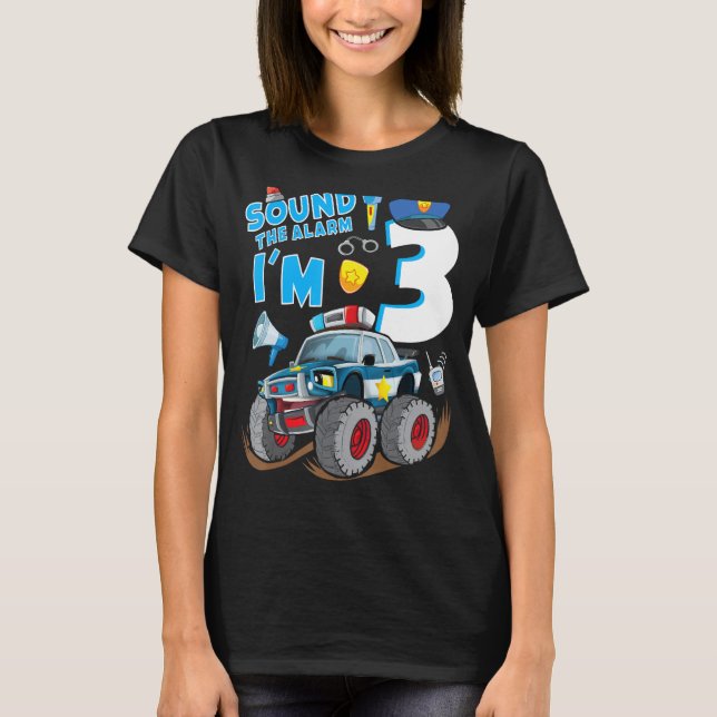 T-shirt Police Monster Car 3e anniversaire Boy Cop Policem (Devant)