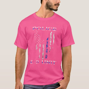 T-shirt Police Officier K9 Unité Chien Retour Police Bleue