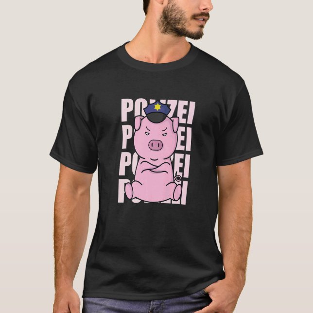 T-shirt Police Pig with Police Cap (Devant)