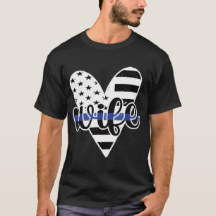 T-shirt Police Us Drapeau Fière Police Officier Ligne Bleu