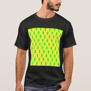 T-shirt Polka Dot Motif Pop Art Cat In Lime and Yellow