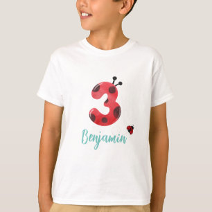 T-shirt Polka rouge mignon point Ladybug 3ème anniversaire
