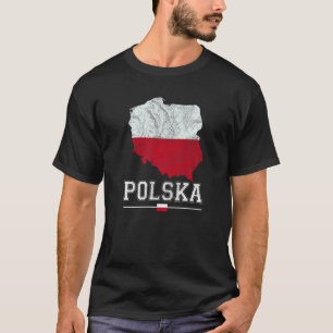 T-shirt Polonais Carte Et Drapeau Souvenir Perdu Polska