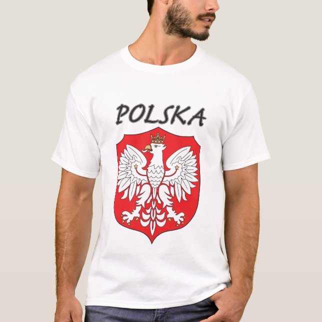 T-shirt Polska Eagle blanc sur le bouclier (Devant)