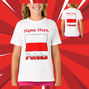 T-shirt Polska et drapeau polonais rouge Personnalisation 