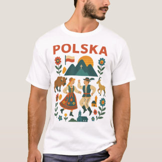 T-shirt Polska Folk Mountain Flat Art