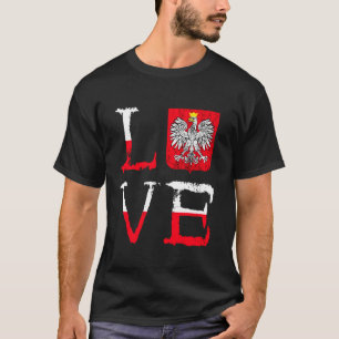 T-shirt Polska Love Pologne Aimer Pologne Aigle polonais F