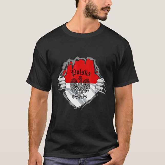 T-shirt Polska Pologne Armoiries Drapeau Aigle Hommes Et F (Devant)