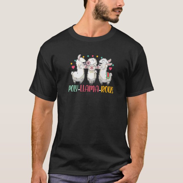 T-shirt Poly Llama Rous Polyamory Pride Llama (Devant)