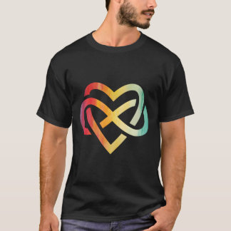 T-shirt Polyamory Infinite Heart Rainbow Watercolor Aimer