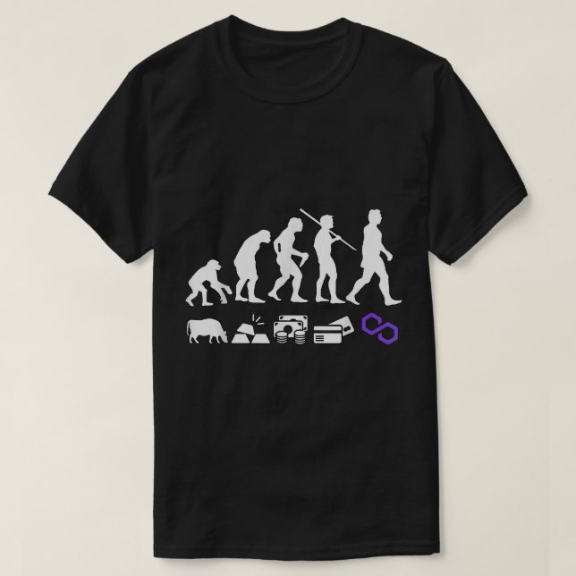 T-shirt Polygon Evolution Argent Crypto Matique (Design devant)