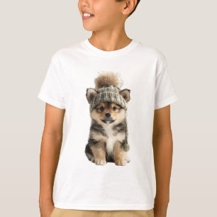 T-shirt Pom Beanie Chiot Shiba Enfants